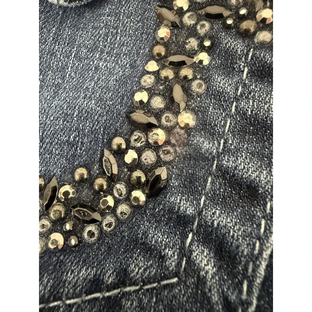 True Religion Straight Jeans Womens 29x32 Blue Dark Low Rise‎ Y2K  *FLAWS